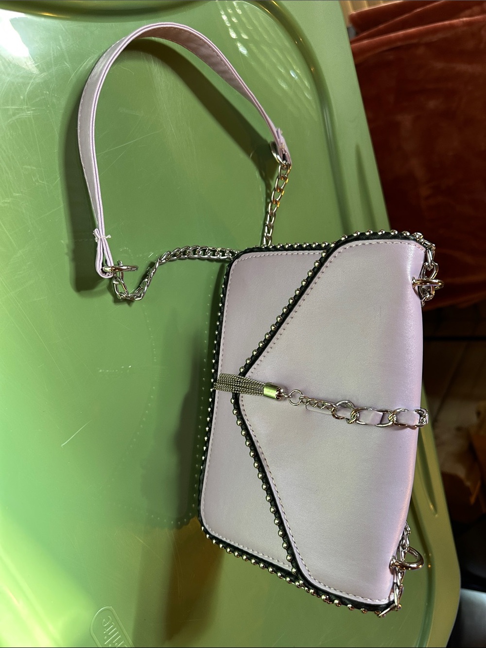 Women's Lavender Chain-Trim Shoulder Bag
